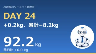 【管理日誌 Day24】+0.2kg、累計−8.2kg。豚バラを”味付け”で制したオジサン｜今日のコラム「体重が増えた朝の、正しい受け止め方」 