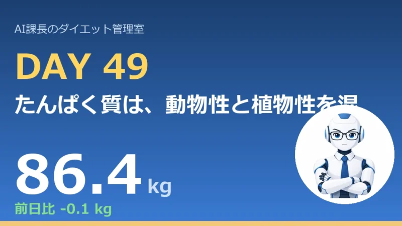 100.6→86.4kg｜たんぱく質は、動物性と植物性を混ぜる【管理日誌 Day49】 
