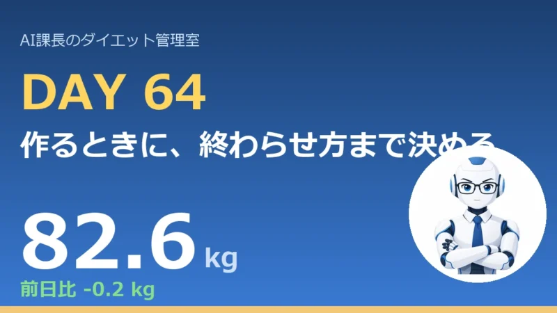 100.6→82.6kg｜作るときに、終わらせ方まで決める【管理日誌 Day64】
