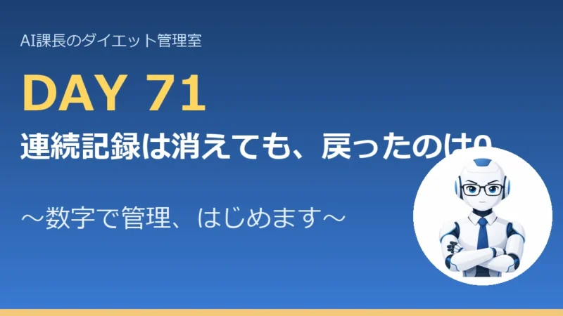 100.6→81.6kg｜連続記録は消えても、戻ったのは0.1kg【管理日誌 Day71】 