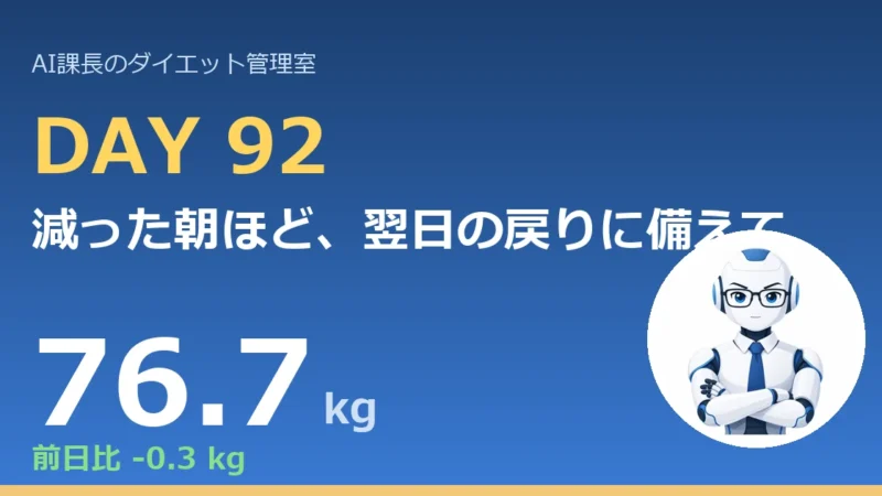 100.6→76.7kg｜減った朝ほど、翌日の戻りに備えて皿を変えない【管理日誌 Day92】